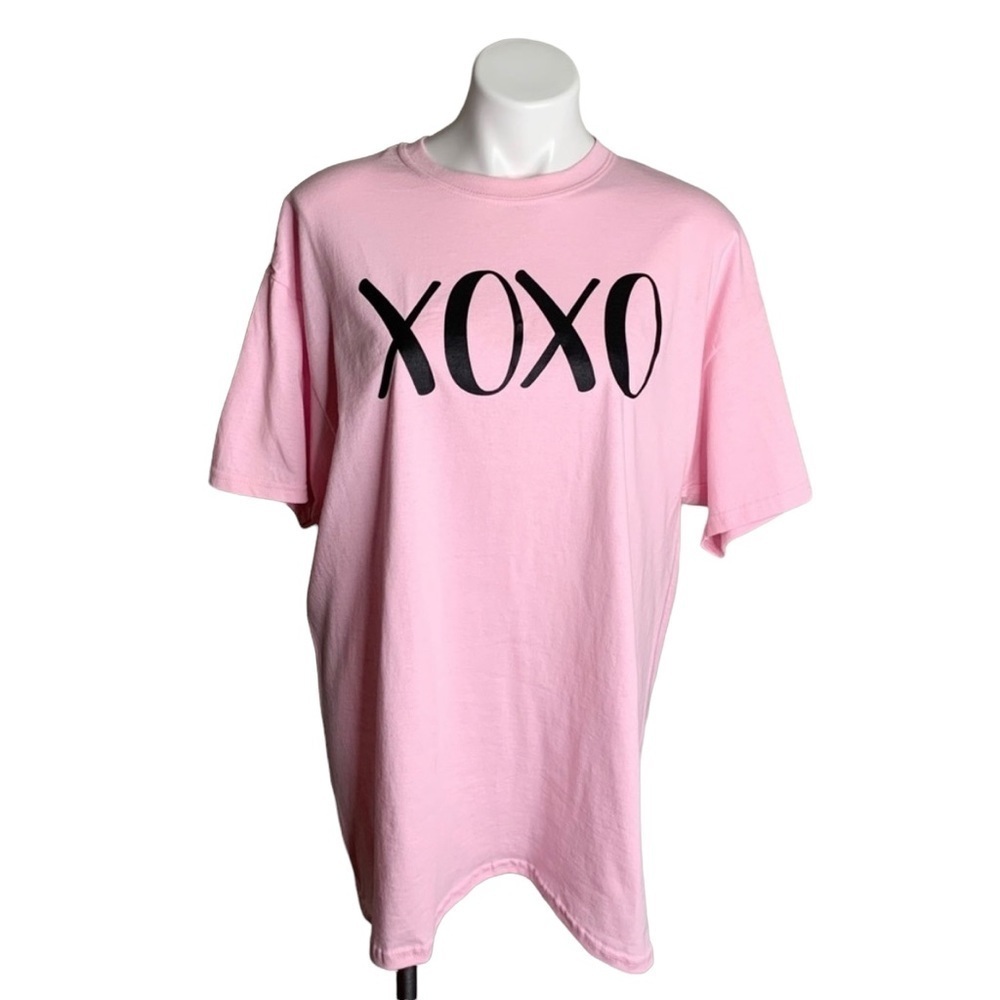 Gildan Hugs & Kisses XO Short Sleeve T-Shirt Pink Sz XL